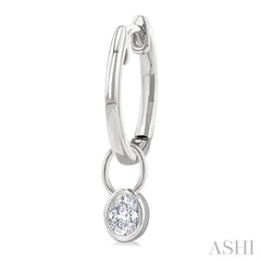 1/3 Ctw Bezel Set Oval Cut Diamond Huggie Earrings in 14K White Gold