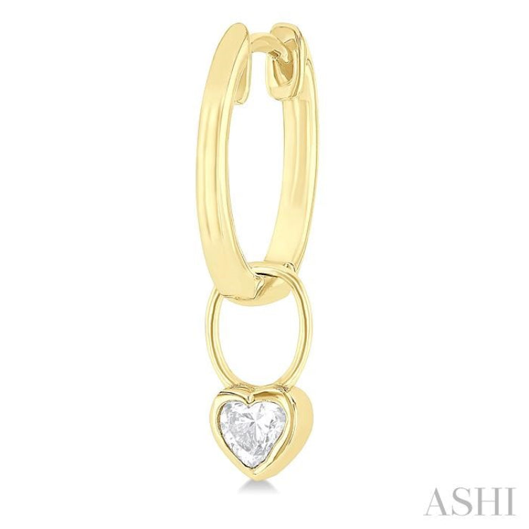 1/3 Ctw Bezel Set Heart Cut Diamond Huggie Earrings in 10K Yellow Gold