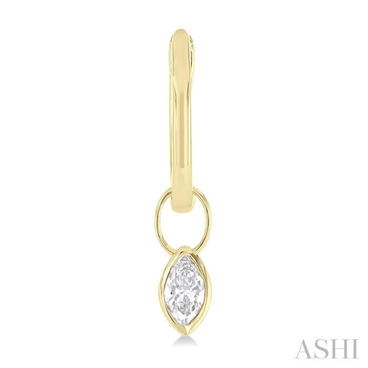 1/3 Ctw Bezel Set Marquise Cut Diamond Huggie Earrings in 10K Yellow Gold