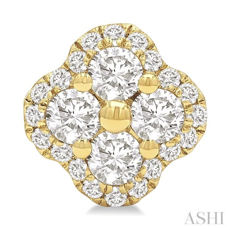 1/2 Ctw Clover Round Cut Diamond Fashion Earrings in 14K Yellow Gold