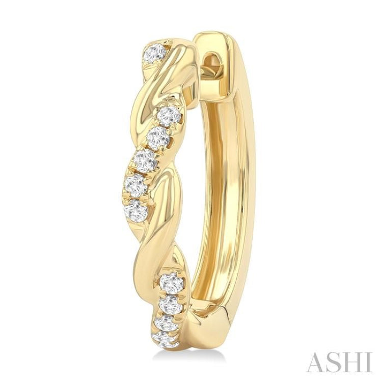 1/3 Ctw Round Cut Diamond Twisted Fashion Hoop Earrings in 14K Yellow Gold