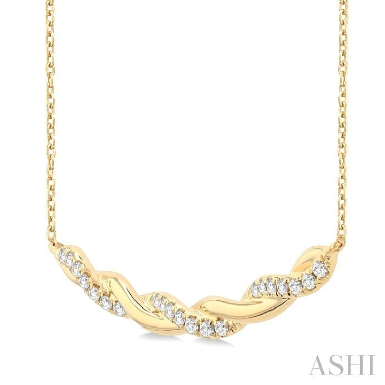 1/3 Ctw Round Cut Diamond Twisted Fashion Necklace in 14K Yellow Gold