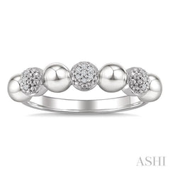 1/20 Ctw Bold Bead Design Single Cut Diamond Fashion Ring in Sterling Silver