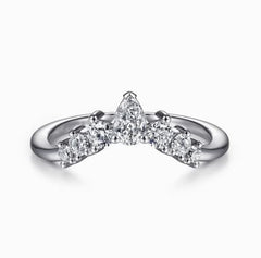 14KW .36CTW PEAR & RB DIA ARCH BAND SZ 6.25