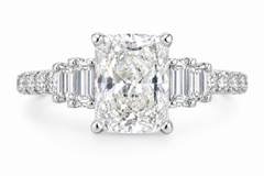 2.56CT Lab Grown Radiant Engagement Ring with Natural Baguette and Round Diamonds