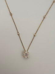 14KY .52CTW MQ/PC ILLUSION RD CLUSTER PEND W/ .17TW DIA BY INCH CHAIN